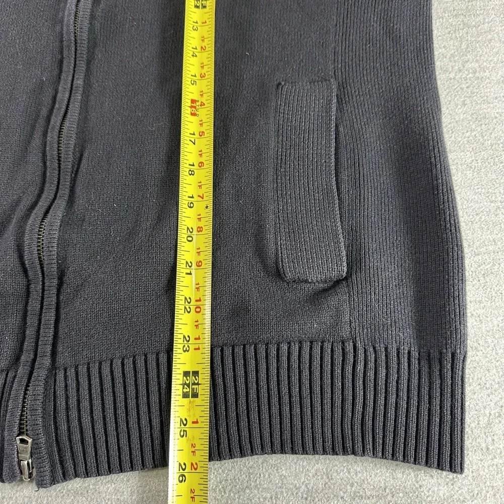 Tommy Hilfiger Sweater‎ Mens Size Large Black Full Zip Knit Mock Neck Pockets - Picture 6 of 6